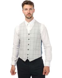 Guide London - Italian Cotton And Wool Blend Check Waistcoat - Lyst