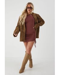 MissPap - Off Shoulder Ruched Mini Dress - Lyst