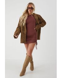 MissPap - Off Shoulder Ruched Mini Dress - Lyst