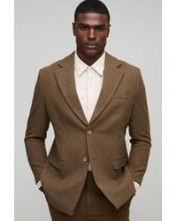 BoohooMAN - Straight Fit Wool Look Blazer - Lyst