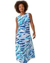 Roman - Abstract Side Pleat Midi Dress - Lyst