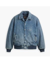 Levi's - Levi's Rowan Solid Patterned Snap Button Ribbed Cuff Denim Jacket - Lyst