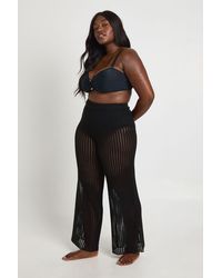 Boohoo - Plus Beach Wide Leg Crochet Trouser - Lyst