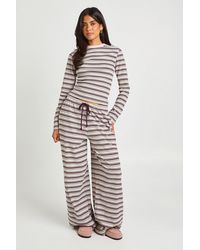Boohoo - Stripe Rib Straight Leg Trouser - Lyst