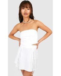 Boohoo - Tie Cotton Poplin Mini Skirt - Lyst