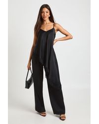 Boohoo - Lace Trim Satin Cami & Trouser Co Ord - Lyst