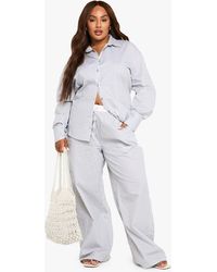 Boohoo - Plus Contrast Waist Wide Leg Trouser - Lyst