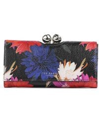 Ted Baker - Amaliah Printed Rose Detail Bobble Purse Leather - Lyst