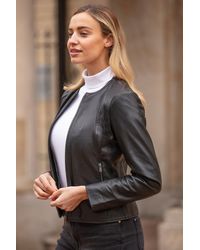 Ashwood Leather - 'Corina' Collarless Casual Jacket - Lyst