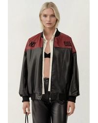 Bigdart - Faux Leather Oversized Bomber Jacket With Patch Details - Lyst