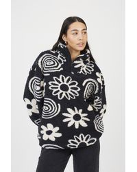 Brave Soul - Quarter Zip Flower Print Fleece Sweatshirt - Lyst