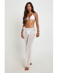 Boohoo - Sheer Mesh Wide Leg Beach Trousers - Lyst