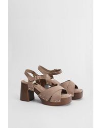 Oasis - Maddy Faux Suede High Heel Chunky Platform Sandals - Lyst