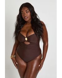 Boohoo - Plus Trim Cut Out Detail Swimsuit - Lyst