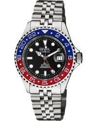 Gevril - Wall Street 4952B Swiss Automatic Gmt, Sw330 Movement Date Luminous Stainless Steel Watch - Lyst