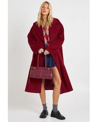 Boohoo - Double Breasted Wool Look Coat - Lyst