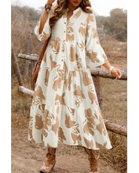 Azura Exchange - Bloemenprint Gelaagde Midi-jurk - Lyst