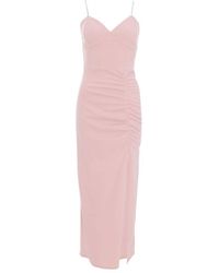 Quiz - Light Pink Diamante Ruched Maxi Dress - Lyst