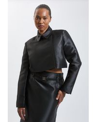 Karen Millen - Plus Size Forever Satin Twill Cropped Wrap Tailored Jacket - Lyst