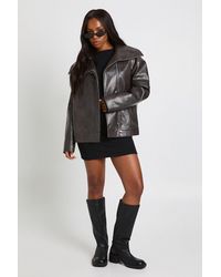 Boohoo - Oversized Collar Pu Jacket - Lyst