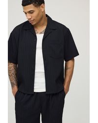 BoohooMAN - Oversized Boxy Fit Short Sleeve Irregular Pleat Shirt - Lyst