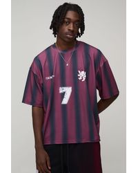 BoohooMAN - Oversized Boxy Stripe Spray Wash Graphic T-Shirt - Lyst