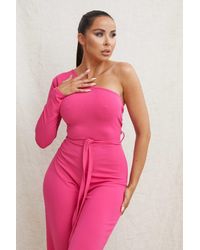 Femme Luxe - Belted One Shoulder Jumpsuit - Lyst