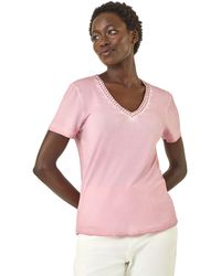 Roman - Bead Trim Detail V-Neck Top - Lyst