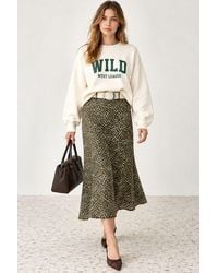 Hiccup - Polka Dot Belted Satin Midi Skirt - Lyst