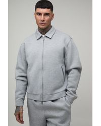 BoohooMAN - Tall Oversized Boxy Scuba Marl Harrington Jacket - Lyst