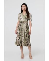 Izabel London - Snake Print 1/2 Sleeve Jersey Midi Dress - Lyst