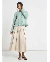 Gini London - Long Sleeve Ruffle Front Cardigan - Lyst