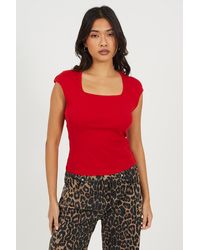 Brave Soul - Square Neck Short Sleeve T-Shirt - Lyst