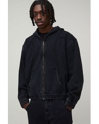 BoohooMAN - Vintage Wash Western Denim Hoodie - Lyst