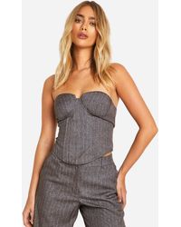 Boohoo - Premium Pinstripe Sweetheart Corset - Lyst