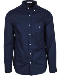 GANT - Reg Poplin Shirt Marine - Lyst