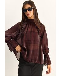 Bianco Lucci - Frilly Mandarin Collar Button-Up Shirt - Lyst
