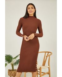 Mela London - Knitted Fitted Midi Dress Viscose - Lyst