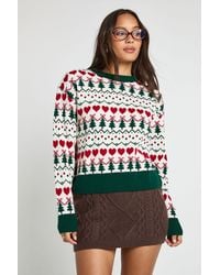 Boohoo - Christmas Tree Fairisle Jumper - Lyst