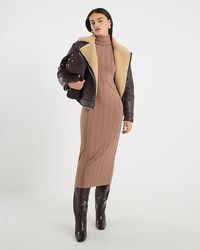 River Island - Midi Dress Cosy Wide Rib Long Sleeve - Lyst