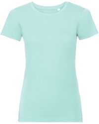 Russell - Ladies Organic Short-Sleeved T-Shirt (Aqua) Cotton - Lyst