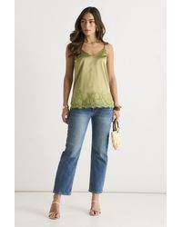 Gini London - Lace Trim Satin Cami Top - Lyst