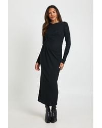 Boohoo - Maternity Soft Rib Twist Detail Midaxi Dress - Lyst