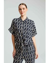 GUSTO - Monogram Print Shirt With Knot - Lyst