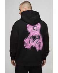 BoohooMAN - Oversized Spray On Teddy Printed Hoodie - Lyst