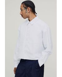 BoohooMAN - Boxy Fit Cropped Long Sleeve Oxford Shirt - Lyst
