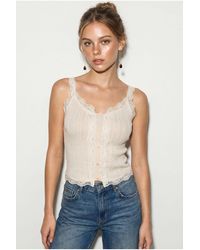 Bianco Lucci - Fitted Cropped Button Cami Top - Lyst