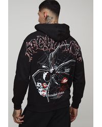 BoohooMAN - Oversized Spider Over Seam Printed Hoodie Cotton - Lyst