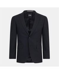 BOSS - Solid Patterned Single Button Lapel Collared Suit Jacket - Lyst