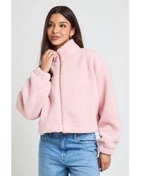 Boohoo - High Neck Teddy Jacket - Lyst